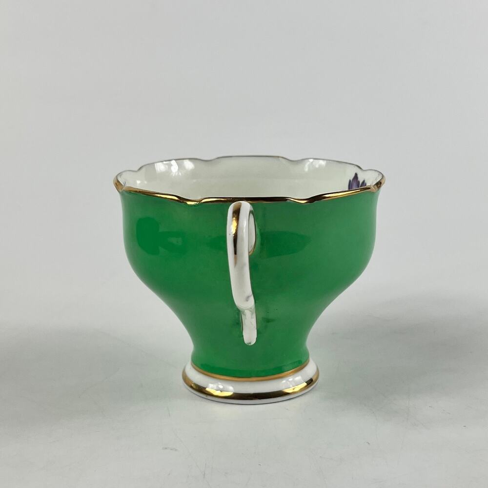 Paragon Fine Bone China Green Floral Teacup Saucer Set Gold Trim England Vintage - Picture 5 of 15